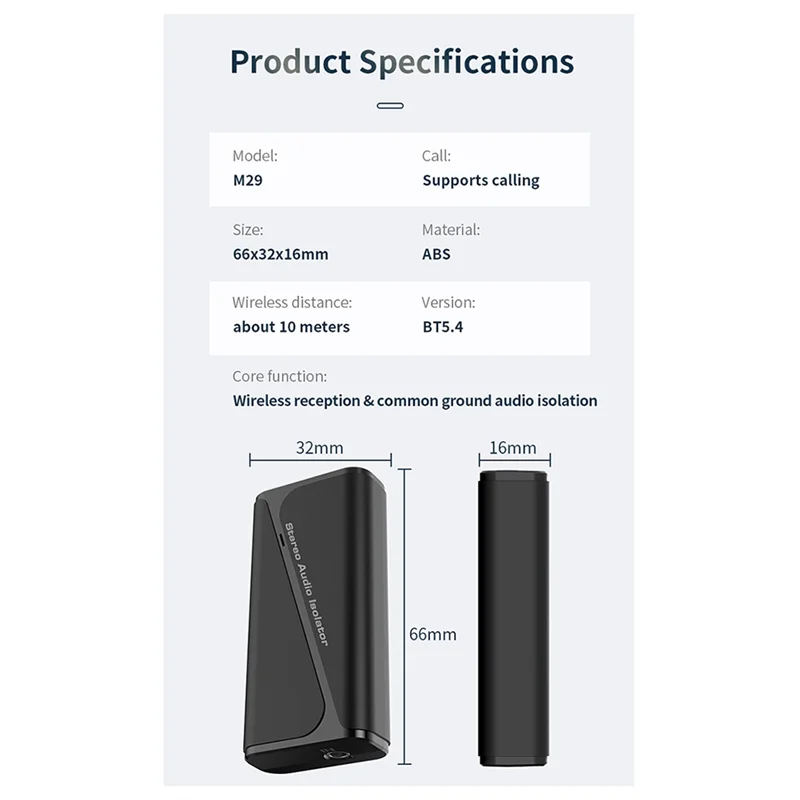 ELEC-New M29 Audio Ground Isolator 5.4 Bluetooth Receiver Common Ground Noise Filter Stereo Current Noise Eliminator