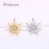 High Quality Brass Metal Inlaid Zircon Sun Charms DIY Jewelry Making 18K Gold Plated 33mm Big Sun Flower Pendant Wholesale 2