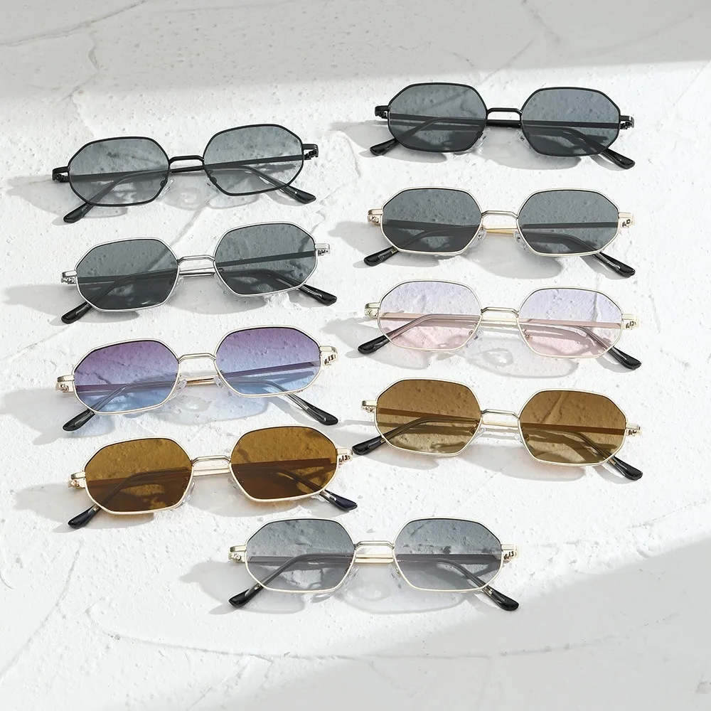 Narrow Sunglasses for Men Fashion Rectangle for Women Metal Luxury Brand Classic Sun Glasses 2025