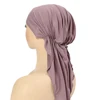 Light Purple Muslim Stretch Inner Hijab Fashion Solid Headband Scarf Ladies Polyester Turban Hats Hair Cover Caps Headscarf 2