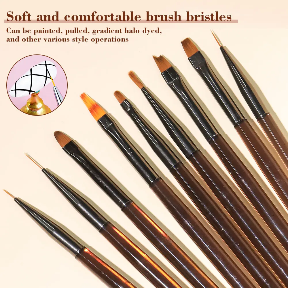 UV Gel Nail Brush Liner DIY Painting Pen Manicure Acrylic Drawing Brush for Nail Art Design Nails Tip Display Painting Tool 9PCS nail art pen manicure brush paint brush nail art brush