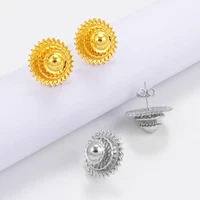 Anniyo 1.7cm/2CM/2.2CM Round Eritrea Stud Earrings for Women Girls Ethiopian Jewelry African Gold Color Silver Color @@310006 2