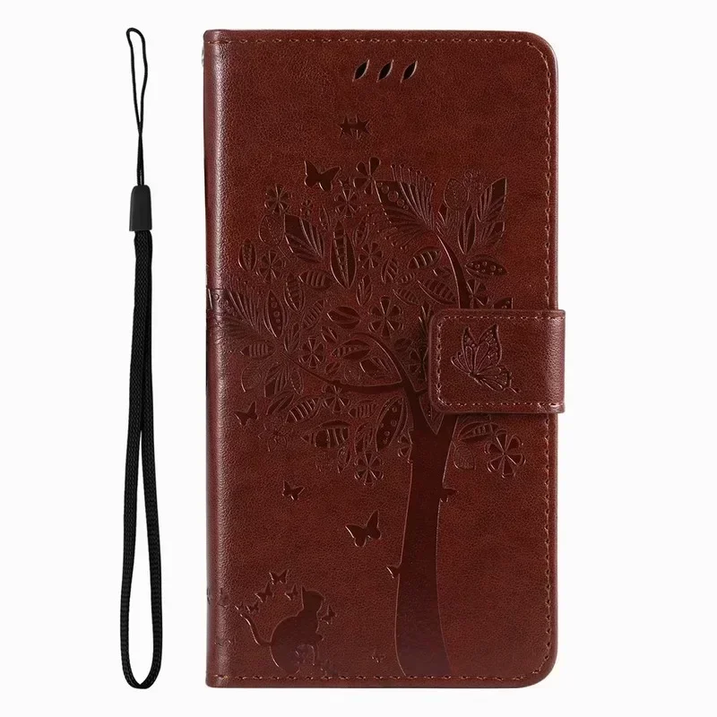 Cute Cat Tree Flip Wallet Case with Card Slots Cover