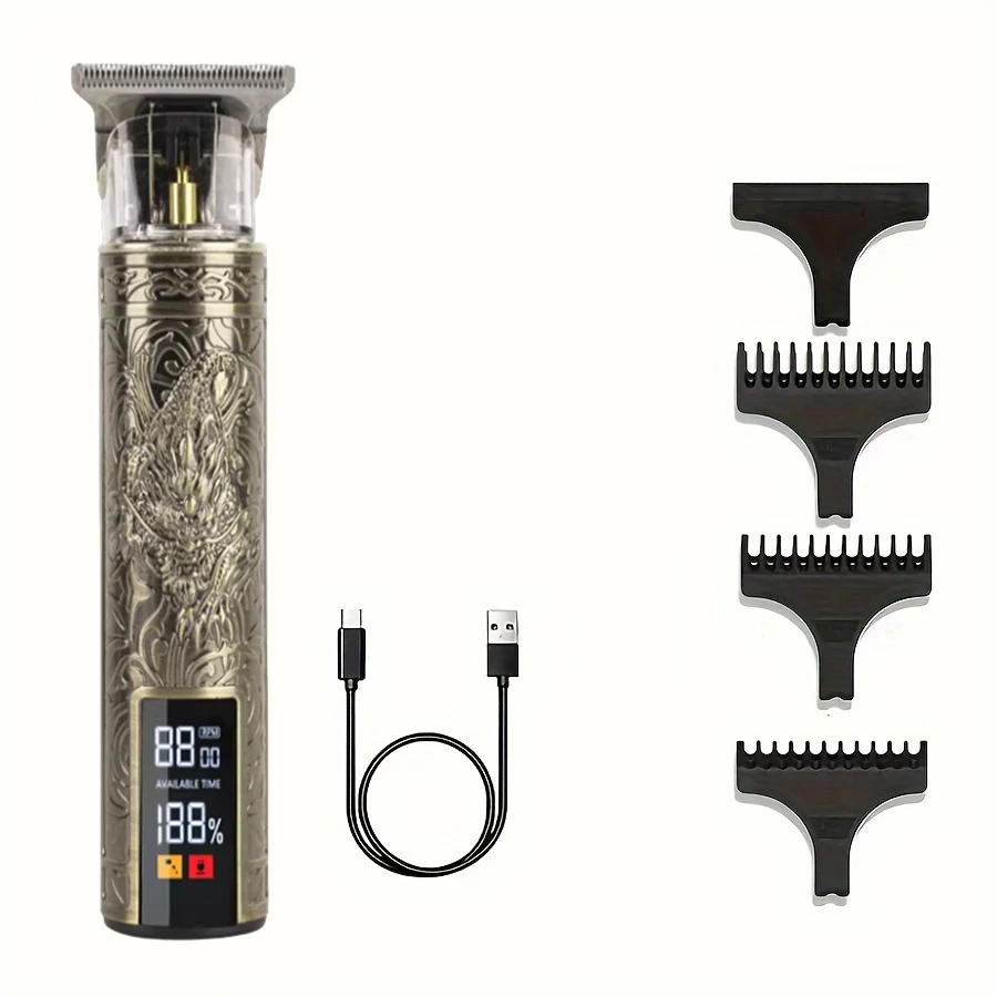 T9 hairdresser electric push cut hair USB electric push large screen dragon carving razor bald hair hair clippers BEST SELLERS T9 hairdresser electric push cut hair USB electric push large screen dragon carving razor bald hair hair clippers BEST SELLERS