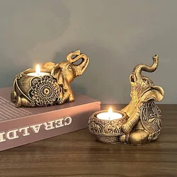 5pcs Animal Candle Holders Elephant Trunks Up Sculpture Tealight Candle Holder Decorative Small Candle Stick Holders