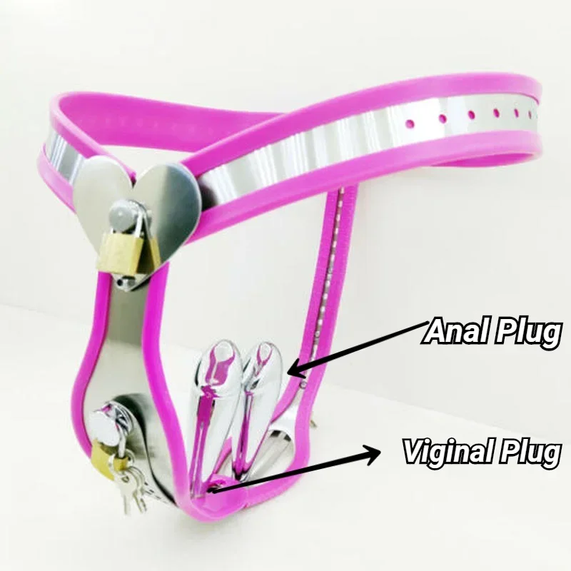 Female Chastity Belt Pants with Anal Vagina Plug Stainless Steel BSDM Sex Toys