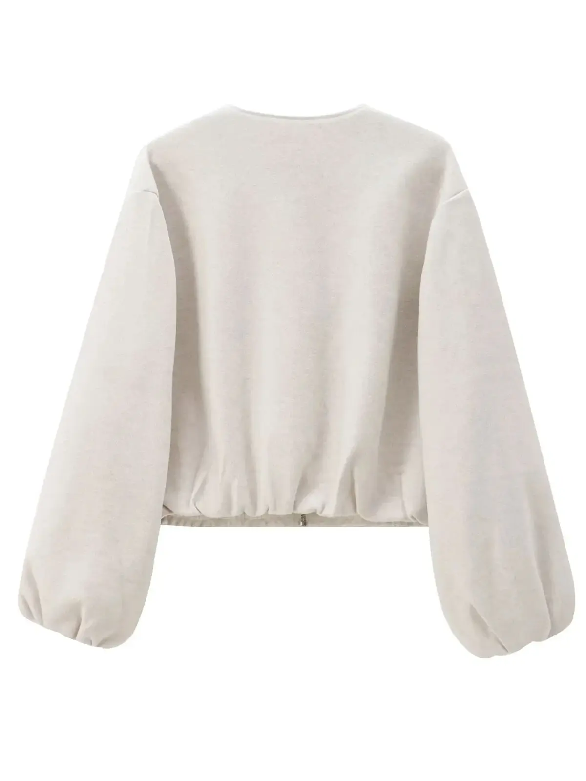 XNWMNZ 2024 Women\'s Fashion Autumn/Winter Soft Bomber Jacket Women Retro Round Neck Long Sleeve Elastic Hem Zipper Female Coat 2