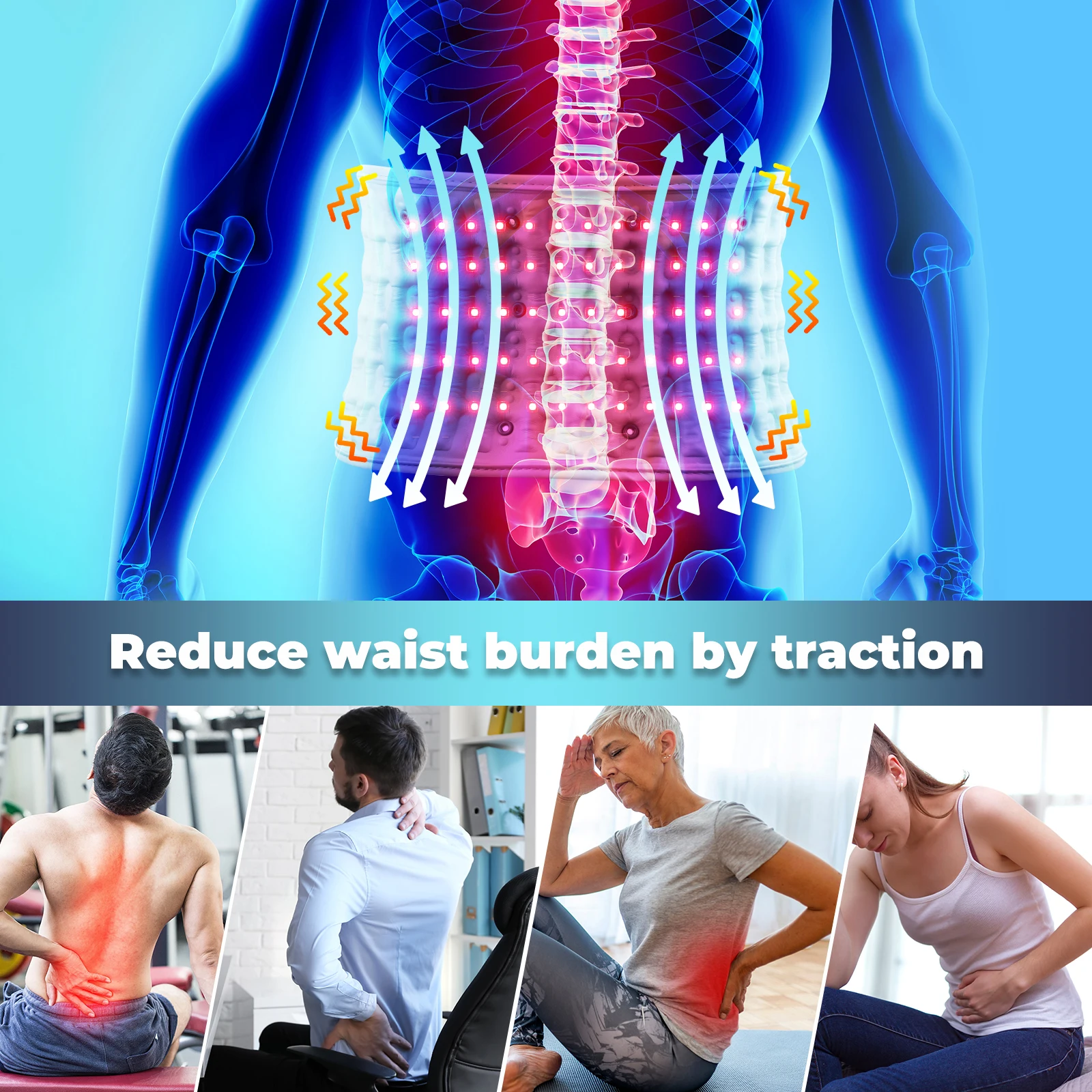 Heating Waist Massager Belts Vibration Inflatable Heated Pads Back Protector Waist Massage Relax Warmer