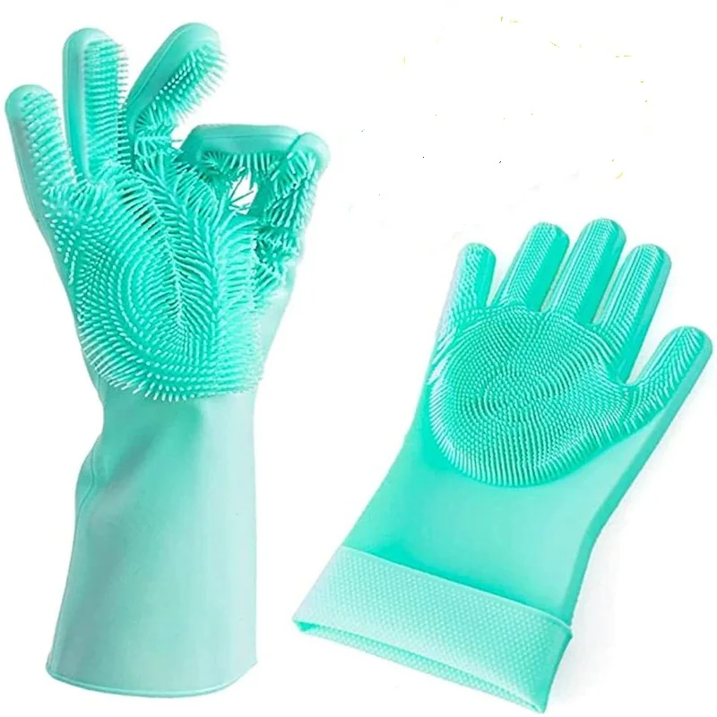 lavapiatti di qualità Alimentare Pulizia Magic Rubber Glove per Lo Strumento Pulito Domestico Come Mostrato Grigio zhoudashu Un Paio di Guanti da Cucina 