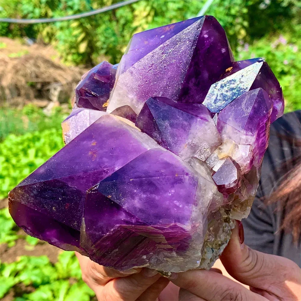 

Natural ，Uruguay， Amethyst Large Hole Cluster Quartz， Mineral Specimen, Original Stone Degaussing, Wealth Healing Gem