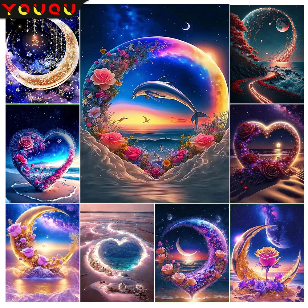 

Картина для рукоделия YOUQU, алмазная 5D картина «Луна», алмазная вышивка, украшение для дома, изысканные подарки