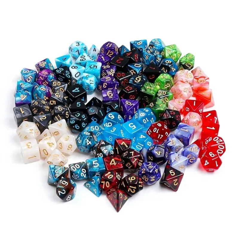 New Pearlescent Polyhedral Dice Set 105/70/49/35/21/7Pcs Multicolor D&D Role-Playing Board Games with Storage Pouches