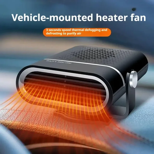 Chauffage de voiture portable 12 V 120 W, ventilateur de chauffage et de refroidissement rapides avec 360 °   Rotation, dégivreur désembueur, allume-cigare enfichable 1