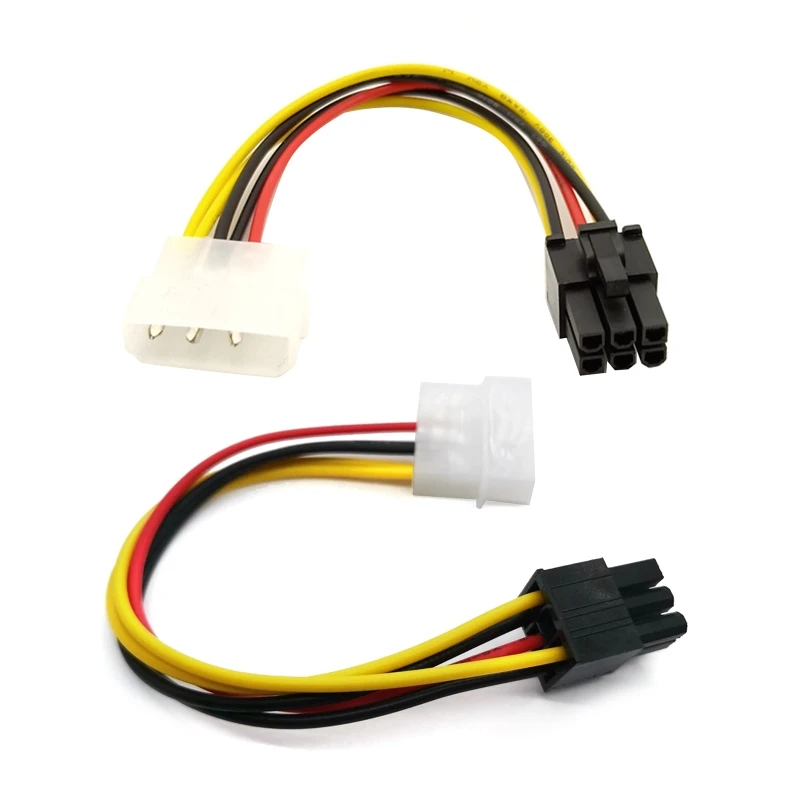 

2 шт. 4-контактный на 6-контактный адаптерный кабель Molex LP4 4-контактный PCI для PCI-E на 6-контактный питания PCIE