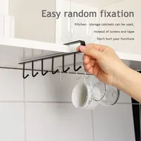Kitchen Iron Art Seamless Nail Free Hooks Multi Row Cabinet Storage Hooks Storage of Kitchen Cabinet Wall Shelf Storage Rack 4