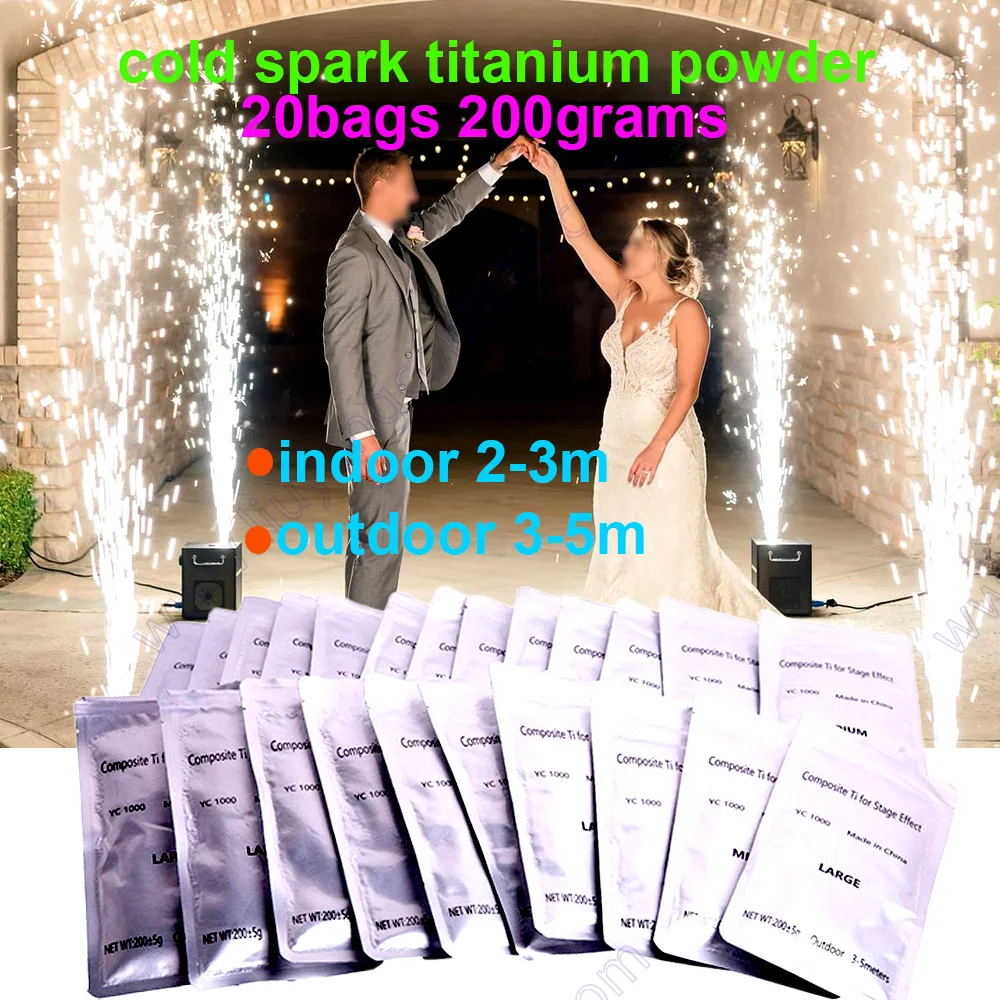 Wedding DJ Bag Ti Cold Spark Machine Dust Sparklur 200g Composite Metal Granule Indoor Stage Light Effect Party Event Show Bride