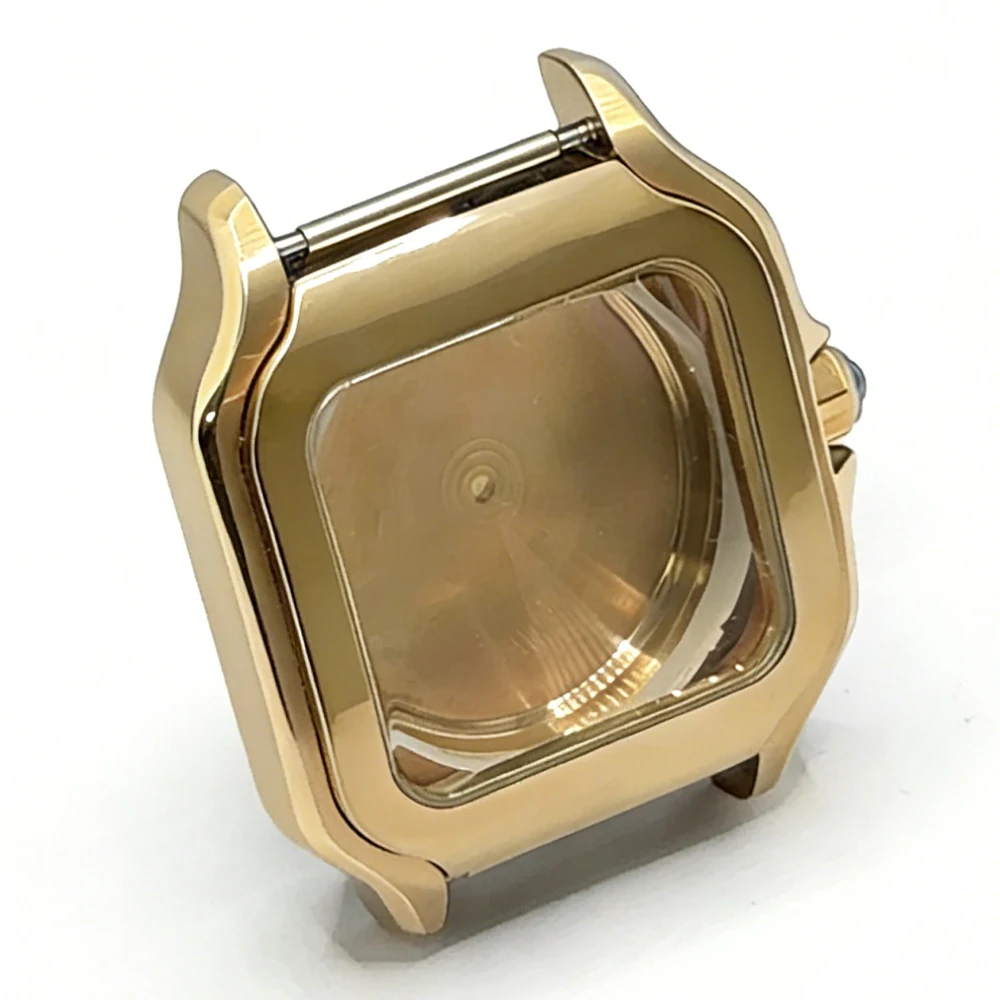 Golden Stainless Steel Waterproof Watch Case and Strap for 38MM Square Men's Watch