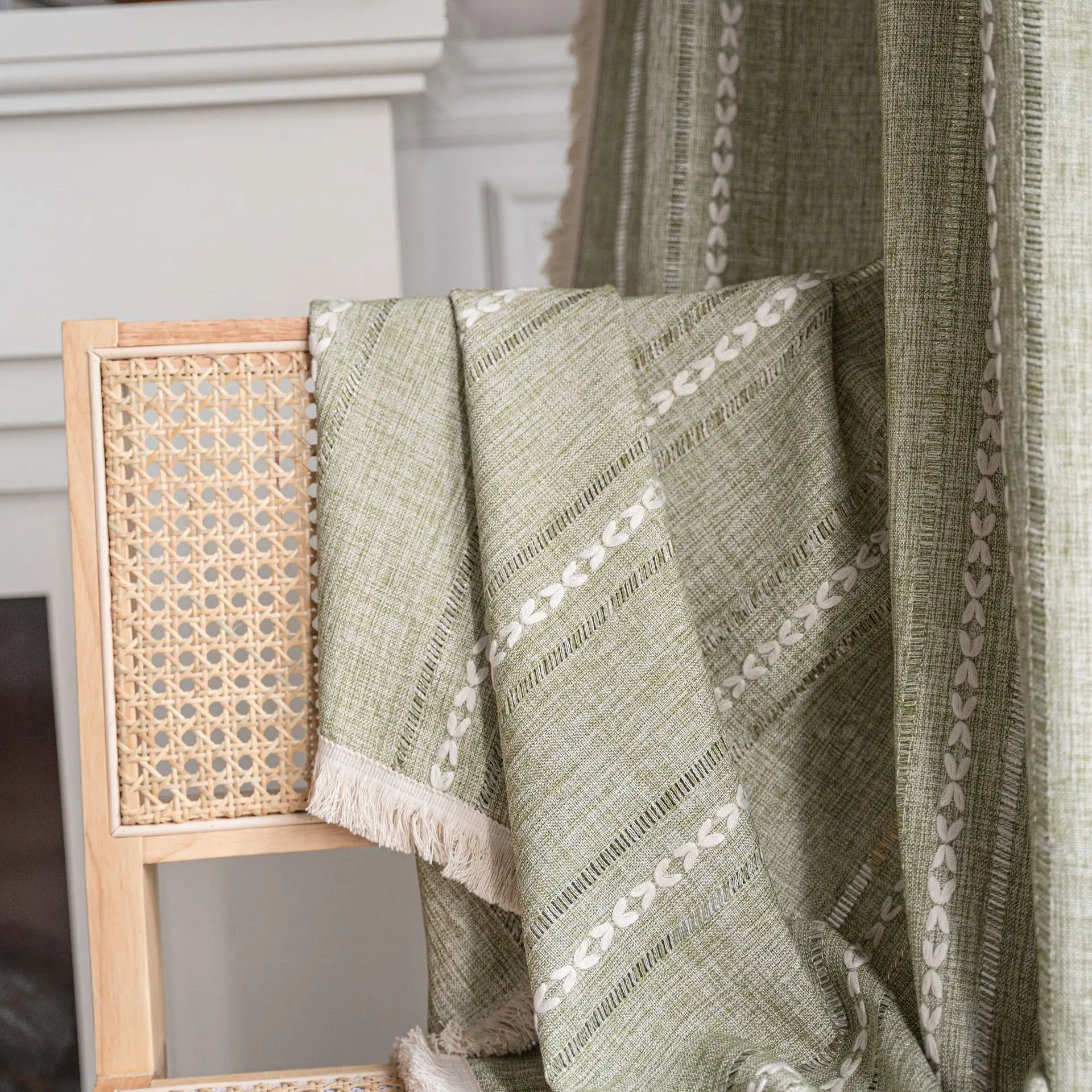 Embroideries Linen Curtains Tassels Edge 3