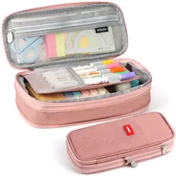 Spacious Multi - Functional Pencil Case - Ideal for School & Office, Perfect Gift (Dusty Pink)