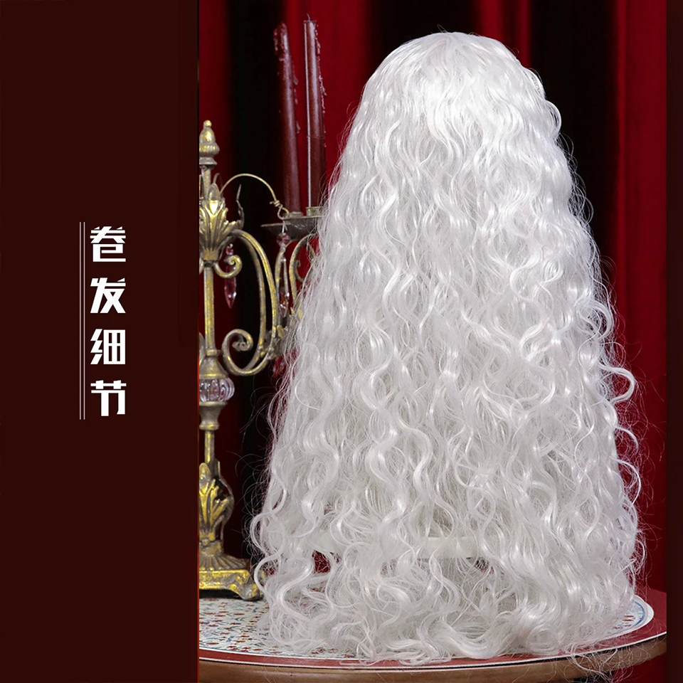 White Synthetic Curly Wig for Women Cosplay Party