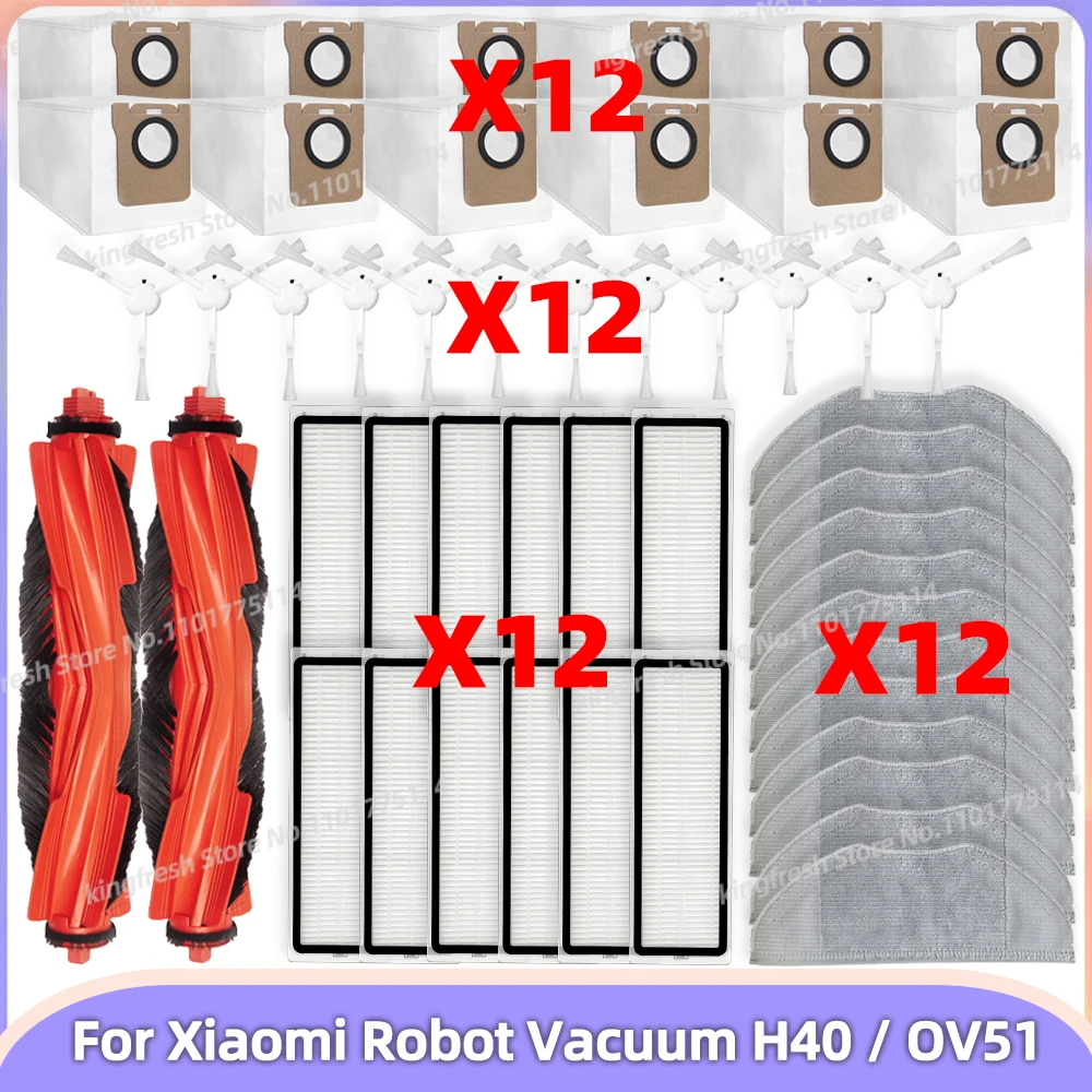 Kit Recambios Para Robot Aspirador Xiaomi H40 Y OV51 - Incluye 2 Cepillos Principales, 8 Laterales, 8 Filtros HEPA, 8 Paños Y 8 Bolsas
