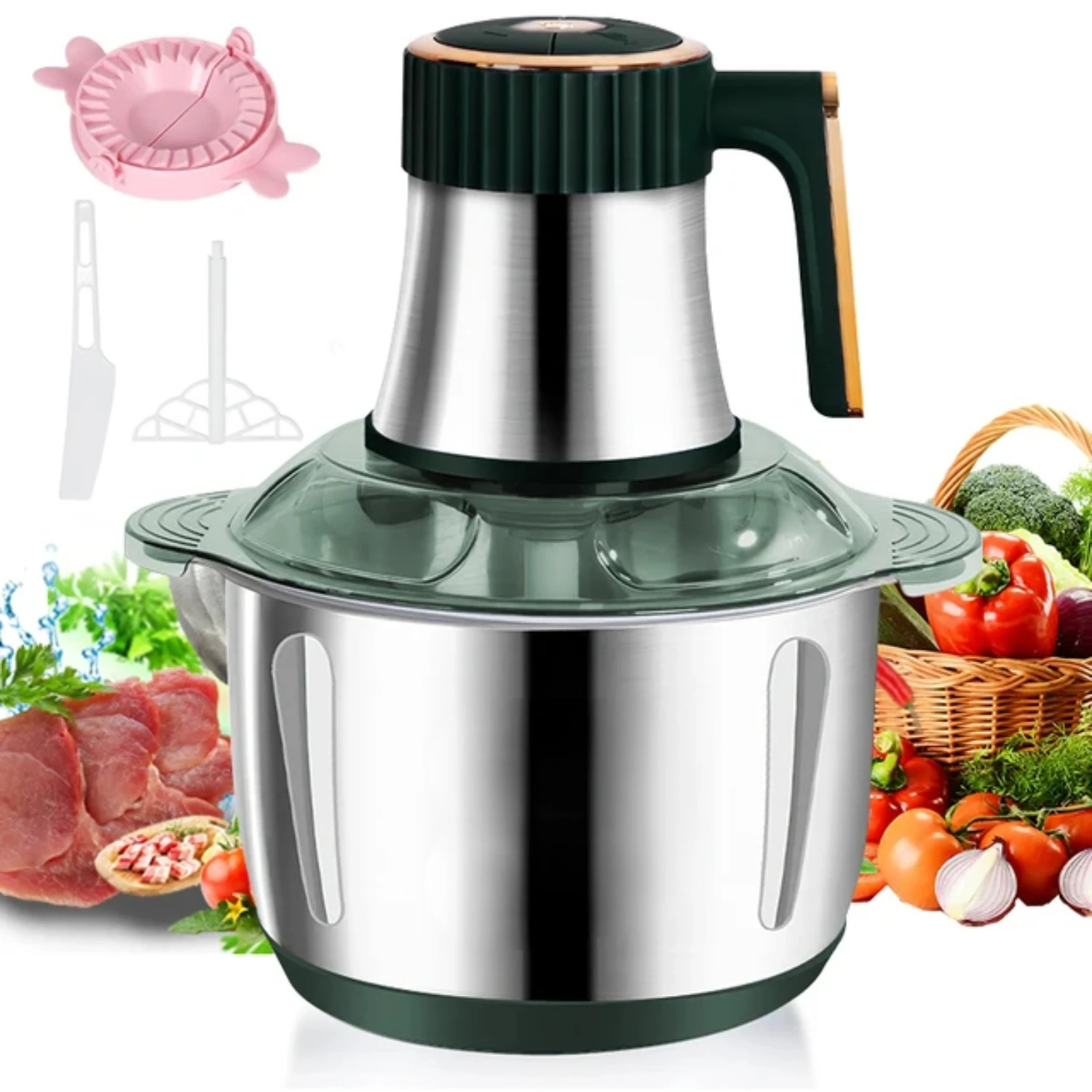 Stainless Steel Meat Grinder Food Crusher Vegetable Slicer Chopper 6