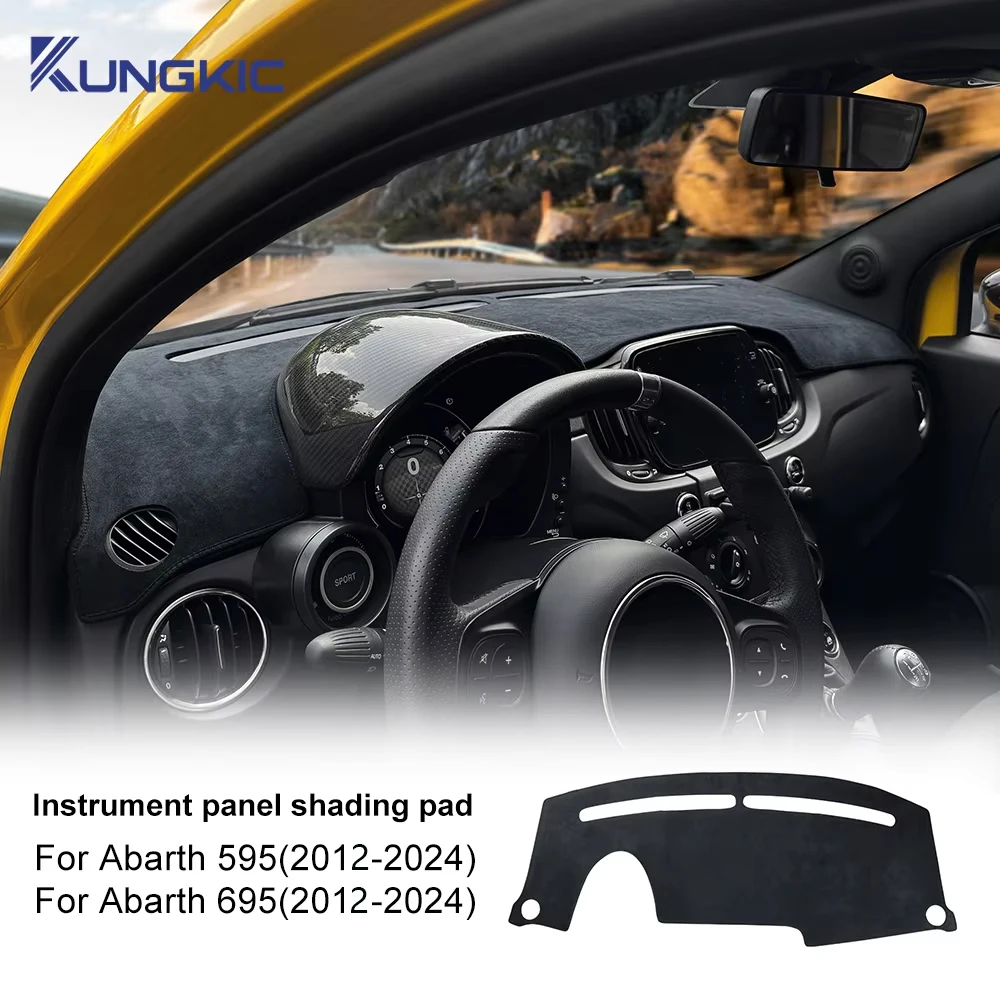 Auto Dashboard Schützen Matte Pad Für Abarth 595 695 2012-2024 Für Fiat 500E 500C 2012-2019 sommer Flanell Dashmat (Left Hand Drive)LHD/(Right Hand Drive)RHD Car Sonnenschirm Teppich
