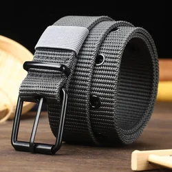 Unisex Canvas Pin Buckle Eyelet Belt - Stylish and Versatile Accessory - 130cm (Gray)