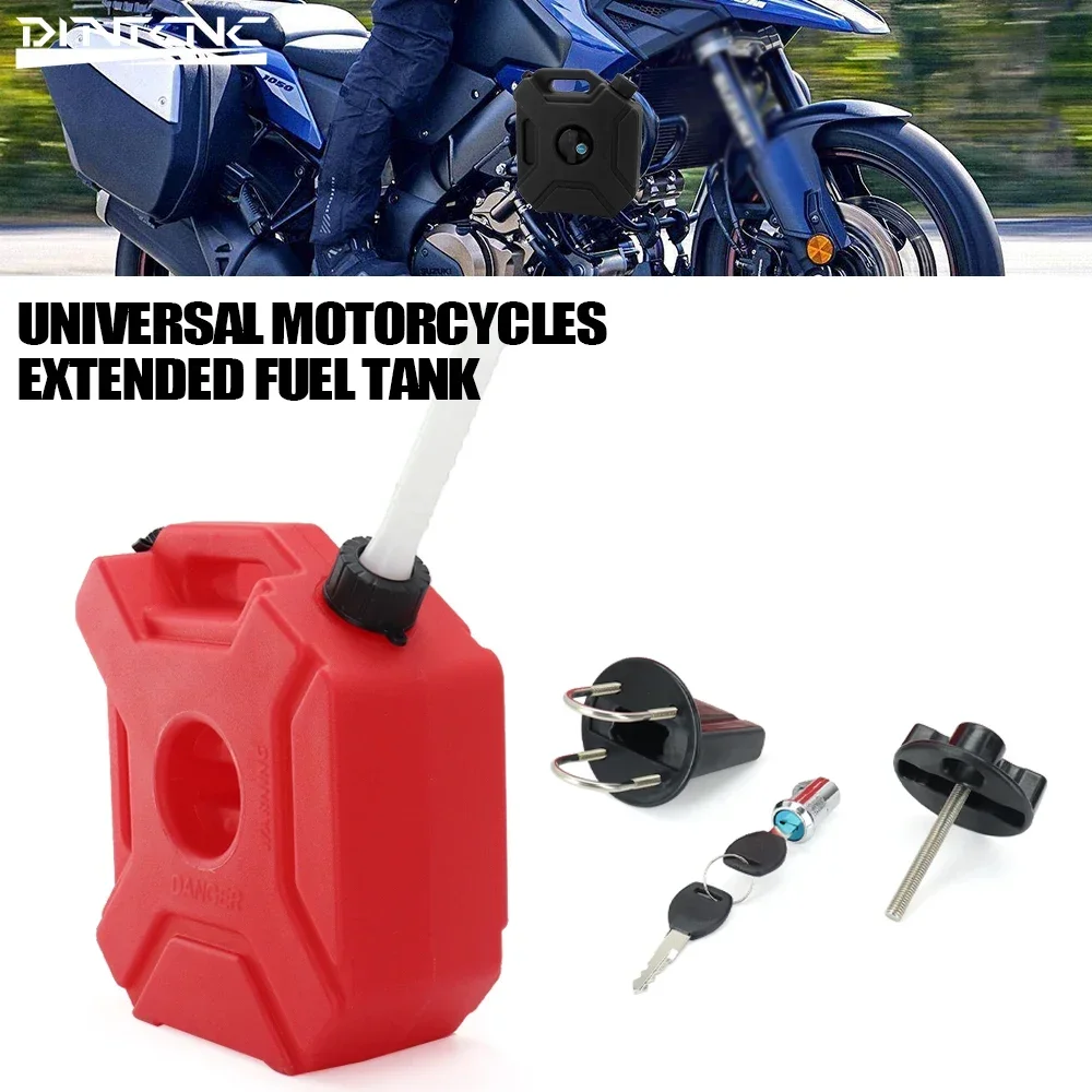 5L Motorcycle UTV ATV With Lock Auxiliary Oil Tank Accessories Extended