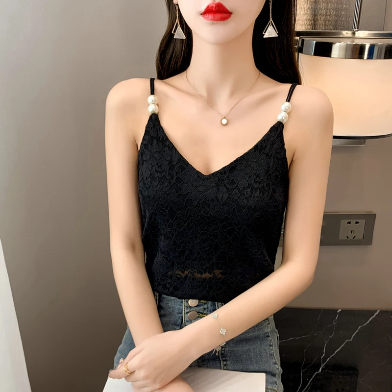 New Fashion Women's Summer Lace Vest Top Sleeveless Tank 2022 Summer Tops Sexy Clothes For Lady silk camisole