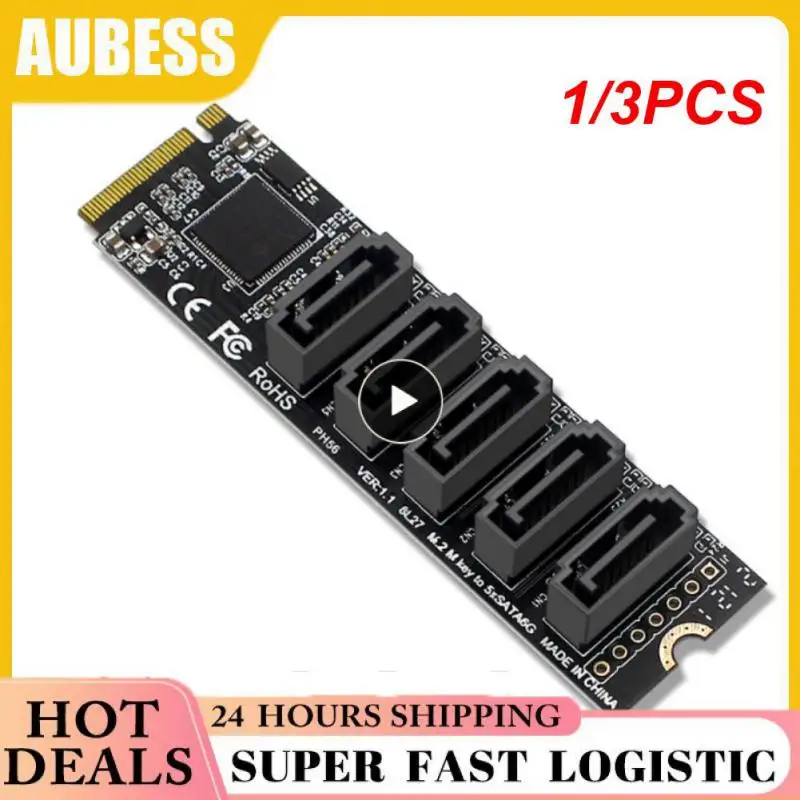 

1/3PCS Newest M.2 Key JMB585 For NVME Converter With SATAIII Cable M.2 (PCIe 3.0) To 5 Ports SATA III 6G SSD Adapter Card