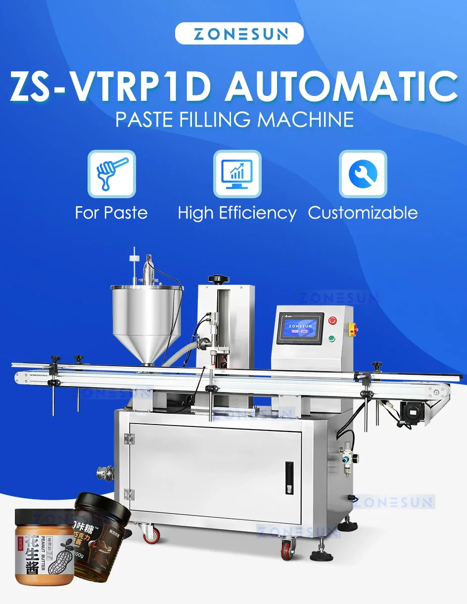 ZONESUN Automatic Rotor Pump Peanut Butter Chili Sauce Filling Machine ZS-VTRP1D