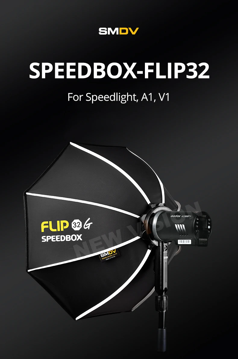 SMDV Flip 32 Quickly Release Parabolic Softbox for A2 Godox V1 V860III AD100PRO