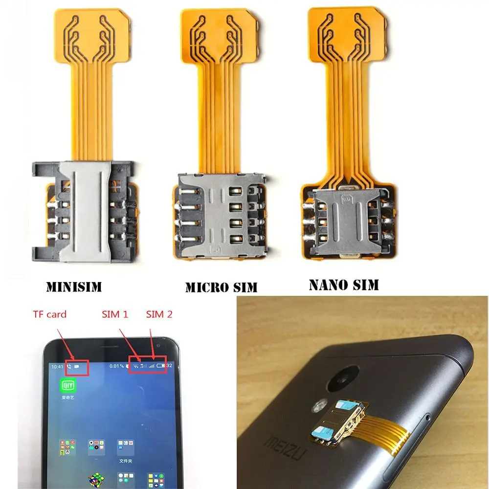 

Universal TF Hybrid Sim Slot Dual SIM Card Adapter Micro SD Extender Nano Cato Android Phone Electronics Accessories