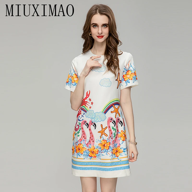 

Летнее/осеннее платье MIUXIMAO 2023, Новое поступление, модное облегающее платье выше колена с коротким рукавом и бриллиантами, женские платья