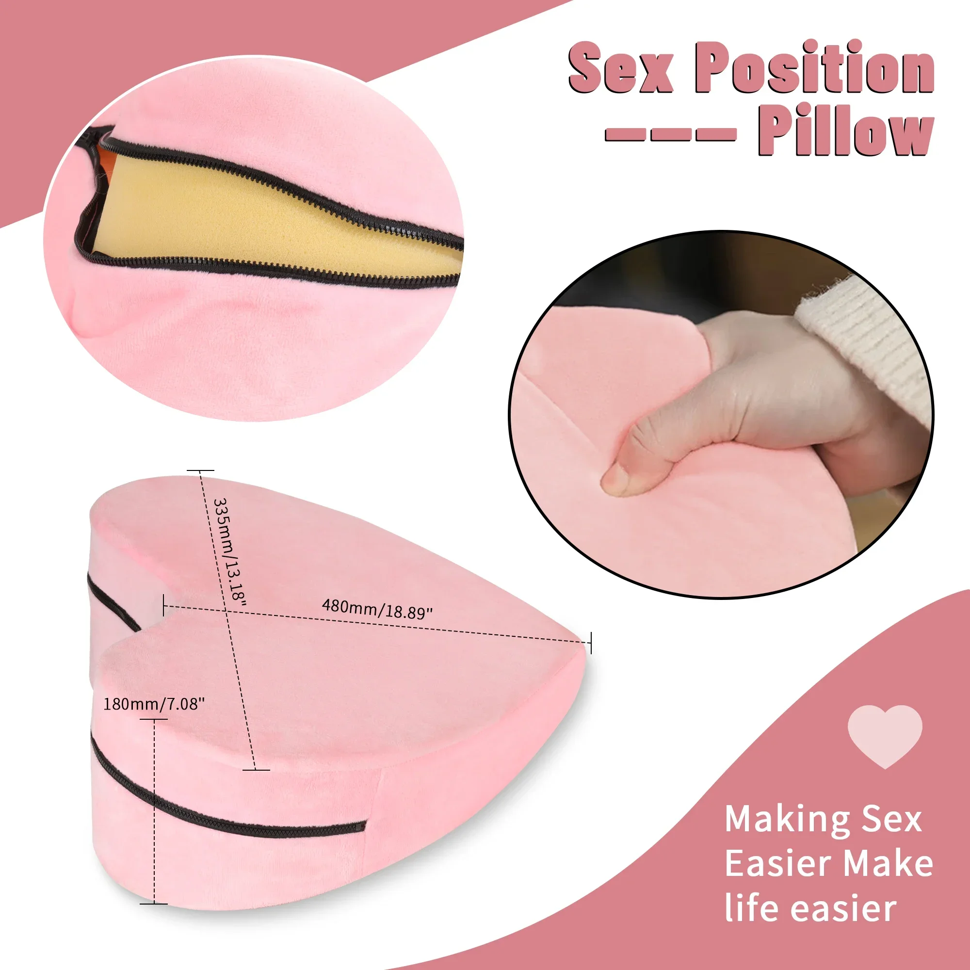 Runyu Back Support Wedge Sex Pillow Sleeping Sit Up Pillows for Bed Angled Bed Pillow Triangle Back and Legs Support Sexy