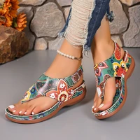 Offre spéciale femmes sandales été couleurs mélangées chaussures De plein air pour les femmes plage décontractée grande taille sandales à talons compensés Sandalias De Mujer 1