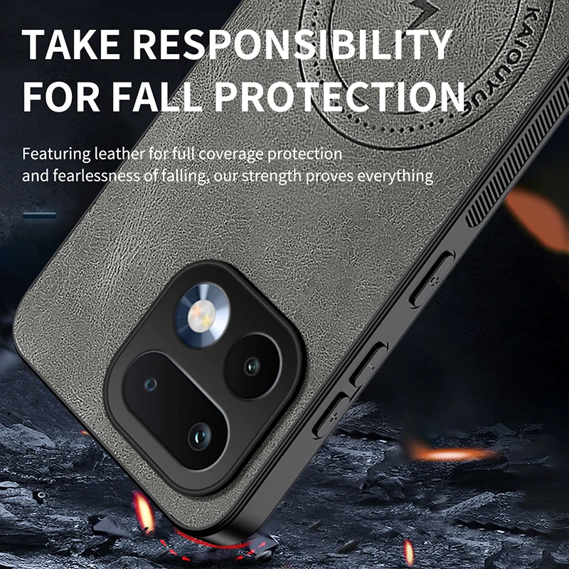 Luxury Leather Texture Wireless Charging Magnetic Case
