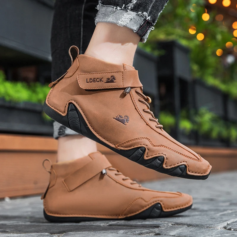 Casual Leder Marke Hohe Qualität Knöchel Wasserdichte Winter Sport Schuhe für Männer Motorrad Stiefel_voghion.com
