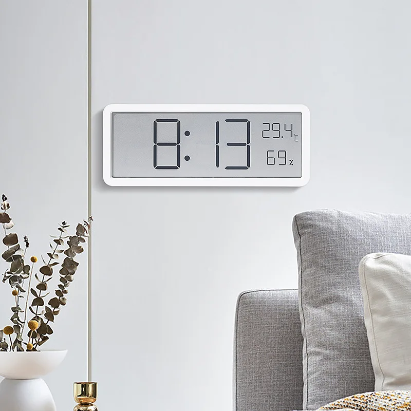 LCD Screen Digital Wall Clock Time Temperature Humidity Time Display Electronic Desktop Battery Powered