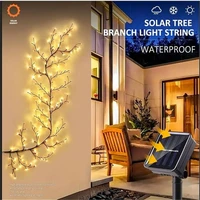 96 LEDS Solar Willow Vine Light Outdoor Waterproof String Fairy Light 8 Lighting Modes For Wall Balcony Garden DIY Decorations 6