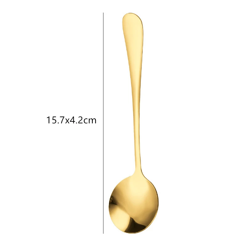 Cutlery Set Kitchenware Accessories Coffee Spoons Golden Stainless Steel Round Head Teaspoons Dessert Coffee Spoons Children's Soup Ladle Home Kitchen Utensils Tableware
