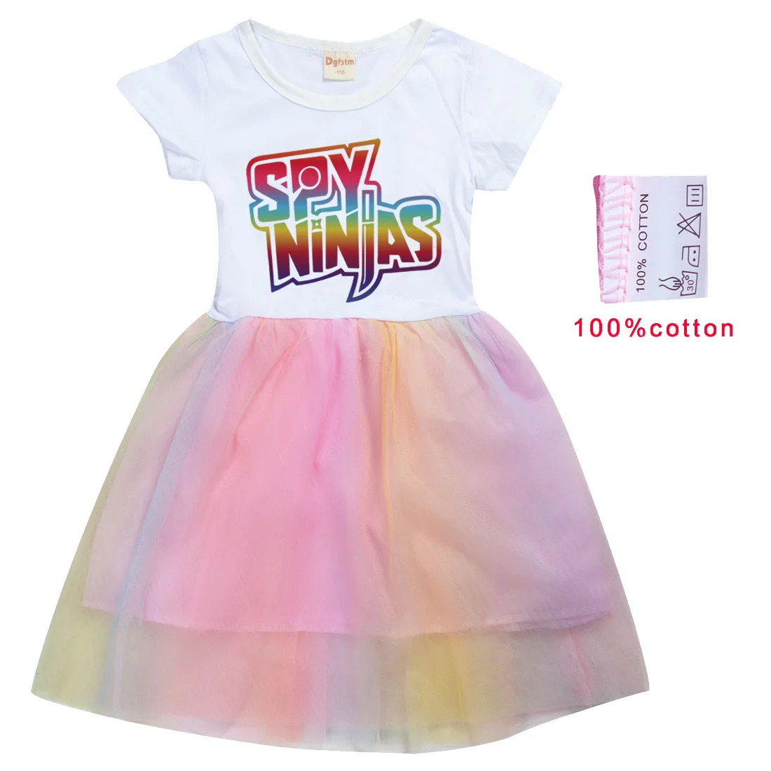 Summer Kids Lace Princess Dress Game Spy Ninjas Girls Baby Dress Cotton Children Clothes Girls Birthday Party Dress