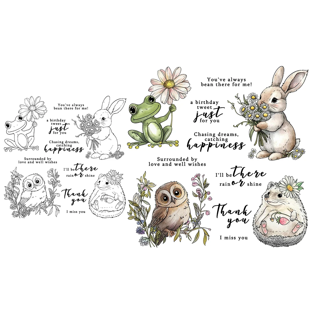 Mangocraft Spring Flowers And Animals Clear Stamp DIY Scrapbooking Supplies Silicone Stamp for Card Making Albums Crafts Decor clear stamps clear rubber stamps