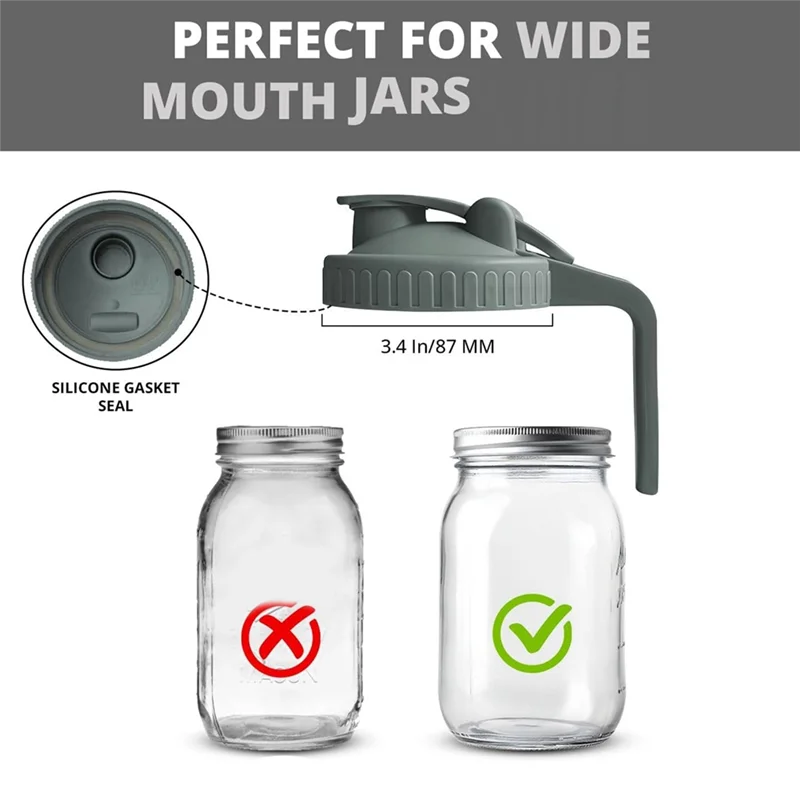 2Pack Wide Mouth Flip Cap Mason Jar Lids For Mason Jars Airtight Flip Cap Design With Handle,Leak-Proof Seal Cover-AC82