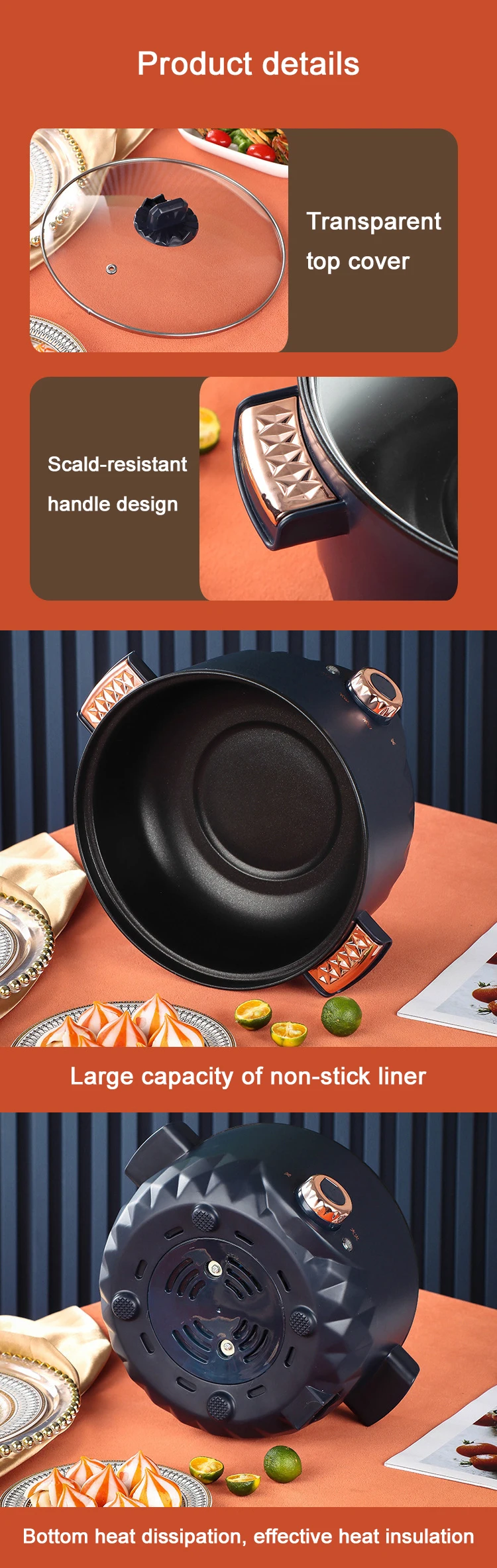 Description Picture 6 of item220V Multifunctional Electric Cooker Heating Pan Stew Cooking Pot Hot Pot Noodles Eggs Soup Steamer Rice Cooker Food Frying Pan