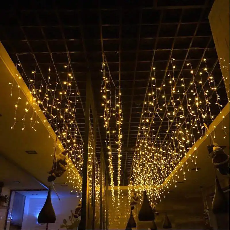 

LED Icicle Curtain String Lights Decorations for Home Eave Winter Street Outdoor Decor Christmas Garland Lights Holiday Lighting