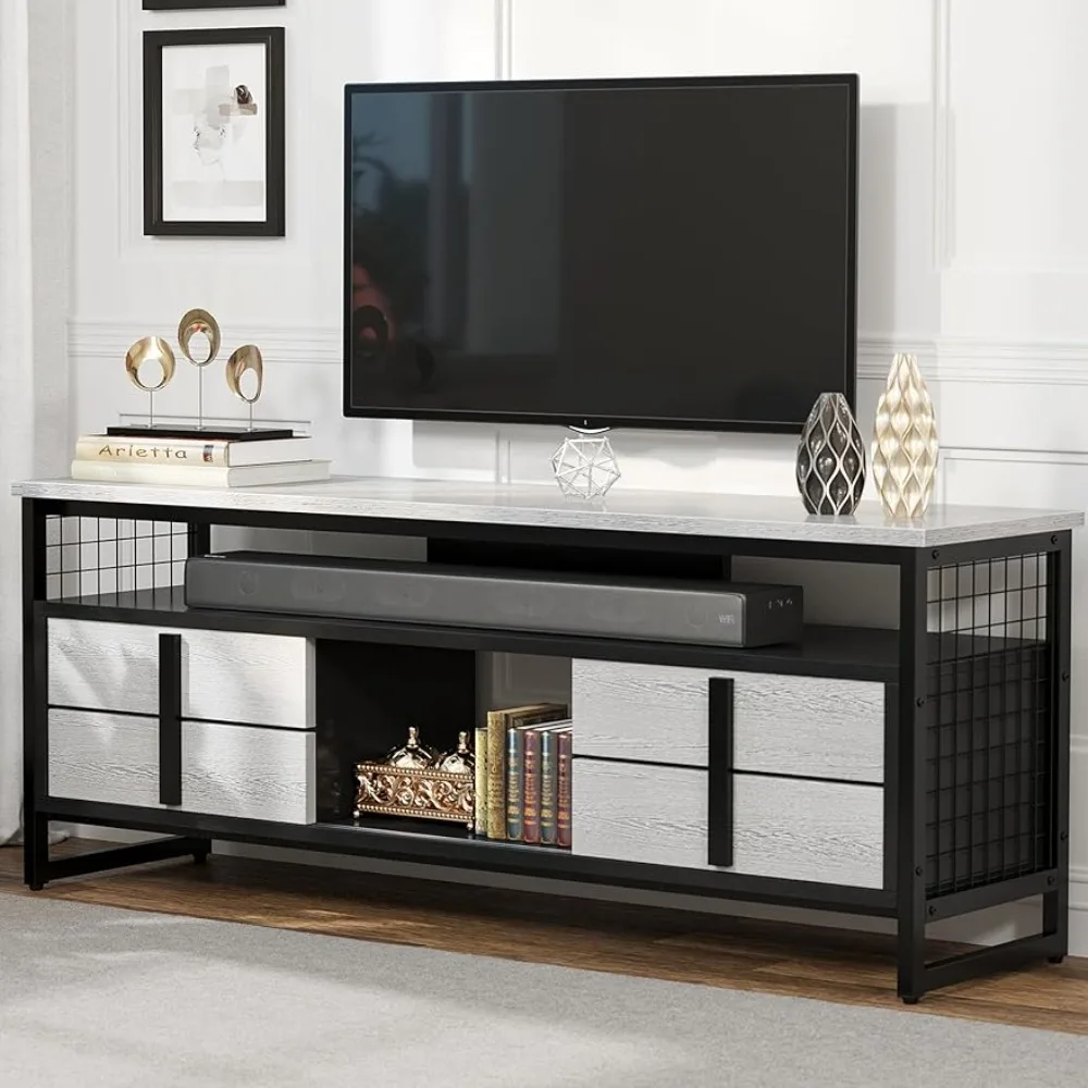 

YITAHOME Modern TV Stand for TVs up to 65 Inch, Wood TV Media Console with Sturdy Metal Legs for Living Room, 300lbs Capacity