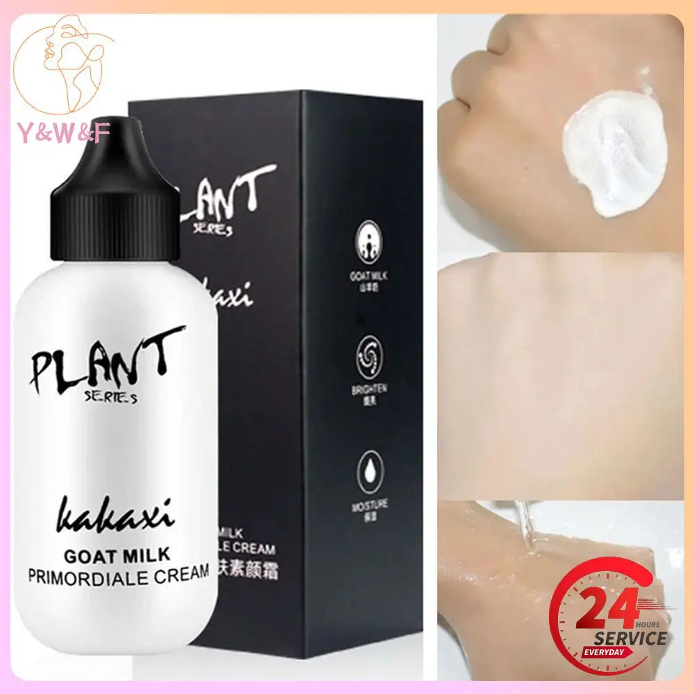 Professional Lazy Face Foundation Cream Goat Milk Revitalizing Whitening Full Coverage Waterproof Smooth Brighten Plain Cream liquid foundation waterproof foundation makeup cream
