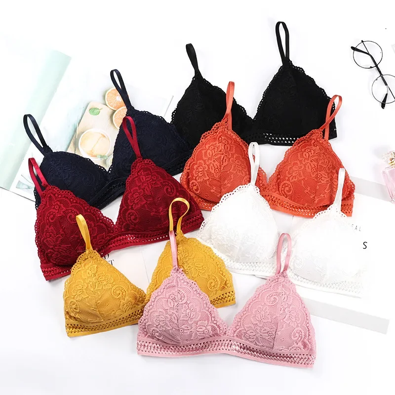

Women Lace Bralette Push Up Bras Female Sexy Lingerie Wire Free Brassiere V Neck Underwear Backless Push Up Bra Removable Pads